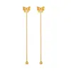 Pendientes de Lazo Estilo Coreano para Mujer, Pendientes de Acero de Titanio Chapados en Oro Personalidad Moda Estilo Ins, Accesorios Florales Hechos a Mano para Orejas