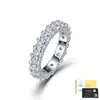 Anillo de Banda Completa Pavimentado con Moissanita de Plata de Ley S925 de Fábrica Original para Mujer Anillo de Banda Cerrada de Lujo Ligero Anillo Versátil para Apilar En Stock