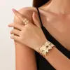 Conjunto de Pulsera y Anillo de Flor de Doble Capa Fresco Elegante de Moda de Nicho Transfronterizo Europeo y Americano Adecuado para Vacaciones Diarias de Mujeres
