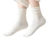 Calcetines Apilados con Borde Rizado para Mujer, Calcetines Transpirables de Algodón de Media Pantorrilla, Color Puro de Moda para Primavera y Verano, Delgados, Fábrica de Calcetines Zhuji al por Mayor