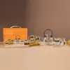 Juego de Tetera de Bambú con Tapa de Diamante para el Hogar de Siete Piezas, Juego de Té de Vidrio Transparente, Vidrio de Alto Borosilicato, Regalo Promocional, Regalo Práctico