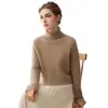 Suéter de cashmere 100% puro com gola alta para mulheres, nova cor sólida de outono e inverno, pulôver solto, camisa básica