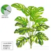 Venta al por mayor de fábrica flor artificial de alta calidad 15 horquillas hoja de caparazón de tortuga planta de simulación creativa pared de plantas en maceta ingeniería decorativa hojas verdes