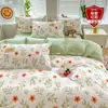 Juego de Ropa de Cama Fresco y Sencillo de Cuatro Piezas, Funda de Edredón, Ropa de Cama Individual para Dormitorio de Chicas, Uso en el Hogar, Lavable, Conjunto Moderno de Tres Piezas