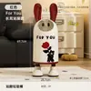 Bote de Basura Doméstico Creativo de Dibujos Animados con Tapa Orejas de Conejo de Alto Valor Cocina Sala de Estar Internet Celebrando Doble Barril con Tapa Cesto de Basura