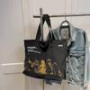 Bolsa de Lona de Grande Capacidade para Primavera e Verão para Mulheres 2024 Nova Moda Bolsa de Ombro Bolsa de Mão Estilo Japonês Estudante Aula Toshui