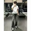 Jeans nuevos 2026 para hombre con estampado de rayo y bambú, estilo casual American high-street, corte slim fit, pierna recta ligeramente acampanada