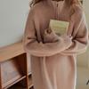 Estilo japonês descontraído sobre o joelho de comprimento médio lapela solto vestido de malha feminina outono e inverno base interna mulheres