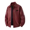 Chaqueta de cuero PU de color liso talla grande para hombre, chaqueta de cuero transfronteriza de alta calidad, abrigo para hombre, nueva chaqueta de motociclista de marca moderna de primavera y otoño
