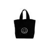 Bolsa de Lona para Mulheres 2025 Nova Bolsa Satchel Smiley Casual Estilo Preppy Estudante Trabalho Versátil Simples Moda