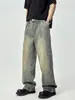 Ropa para Hombre Fengshe / Jeans Lavados Vintage Estilo Callejero Americano para Hombre, Pantalones Anchos de Pierna Recta Sueltos Modernos Nostálgicos