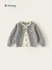 Bangxuan Huzhou Zhili Ropa Infantil Chaqueta de Punto para Niña con Lazo, Tejido para Bebé de Dos Piezas Falsas, Suéter Infantil