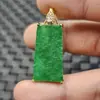 Jade Esmeralda verde seco sem marca pingente de jade trapezoidal verde esmeralda pingente de colar sem marca pingente de marca de jade pingente de jade