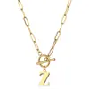 Europa y Estados Unidos cadena de clip de hebilla Ot transfronteriza collar con colgante de 26 letras inglesas cadena de clavícula femenina de acero inoxidable oro de 18K