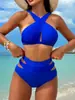 24 Nuevas Estaciones Independientes Transfronterizas Europeas y Americanas Popular Ruso Nylon Doble Cara Bikini Cruzado Traje de Baño Multicolor Listo para Enviar