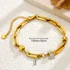 Pulsera Casual de Acero Inoxidable, Cadena Cruzada Básica de Moda para Mujer, Acero de Titanio Chapado en Oro Accesorios Elegantes de Nicho