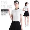 Pgm Roupa de Golfe Feminina Camiseta de Seda Gelada com Proteção Solar Saia Plissada Curta Traje Esportivo de Verão