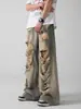 Calça Jeans Masculina Tendência Estilo Wasteland Rasgada Solta Reta Perna Larga High Street Retrô Americano Desgastado