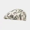 Boné de Aba Reta Estampa de Leopardo Retrô Britânico Marca Tendência Estilo Hong Kong Chapéu Octogonal para Mulheres Rua Casual Versátil Boina para Usar ao Avesso