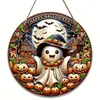 Amazon Mais Vendido Halloween Caveira Fantasma Teia de Aranha Placa de Porta de Madeira Pingente de Decoração de Casa de Madeira Impressão