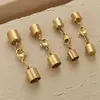 Pulseira de Corda de Couro Banhada a Ouro de Aço Inoxidável Fecho para Extremidade de Colar Design Simples de Fivela Conector de Joias DIY Acessórios