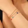 Pulsera de cristal con borde de cinco hojas retro europea y americana transfronteriza para mujer, conjunto de pulseras multicapa de diseño versátil y moderno