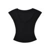 Blusa Feminina de Lyocell Leve com Decote V e Manga Curta para o Verão, Camisa Base Slim Fit Emagrecedora, T-shirt