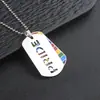 Collar Cruz de Letra Brillante Personalizado para Hombre Transfronterizo Europeo y Americano Acero Inoxidable Arcoíris Marca Militar Joyería al por Mayor
