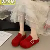 Outono 2026 Novo Retro Francês Versátil Birkenstock Sapatos Femininos Outdoor Sola Grossa Slip-on Bico Fechado Meio Chinelos Femininos