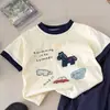 Traje de Verão de Manga Curta 2026 para Crianças, Solto e Respirável, Estilo Coreano Desenho Animado Pônei Tendência Moda Estampado Versátil