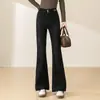 Jeans negros de campana de cintura alta para mujer, nueva moda otoño 2026, corte ajustado, adelgazantes, pantalones acampanados elásticos
