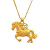 Collar de Caballo del Zodiaco Color Oro Arena Estilo Nuevo Colgante de Riqueza Inmediata Estilo Étnico No se Desvanece Fácilmente y Resistente al Desgaste Venta al por Mayor