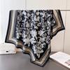 Pañuelo de seda de moda con estampado de bosque, de sarga de seda de línea sencilla, cuadrado grande, chal de 90 cm, protector solar, bufanda de viaje