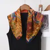 Pañuelo Cuadrado de Algodón Estilo Pintura al Óleo con Estampado de Arte Vintage, Pañuelo de Seda Decorativo Suave y Versátil, Nuevo Pañuelo de Cuello de Moda para Mujer