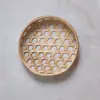 Pá de Bambu com Furos Sexagonais, Pingente Peneira de Bambu, Enfeite Pendente Decorativo Criativo e Ecológico, Bandeja Trançada de Bambu, Produtos de Bambu, Pá de Mão Artesanal