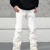 Pantalones vaqueros negros de estilo urbano americano con botones, de nicho, para hombre, marca de moda Pu Shuai, pantalones de calle rectos y holgados.