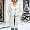 Nuevo cárdigan largo de punto con botones para Navidad, suéter abrigo de moda estampado para otoño e invierno, personalizado, casual para mujer
