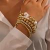 BZ2094 Pulseira de Pérolas da Moda Feminina Nova Europeia e Americana Transfronteiriça com Contas de Metal e Concha Pulseira Feminina Joias terno