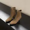 Botines Marrones Botas de Tacón Alto para Mujer 2026 Otoño/Invierno Nuevas Versátiles Stiletto Francés Botas Nuevas Gamuza Punta Fina Adelgazantes