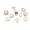Anillo de 10 piezas con apertura de doble giro y diseño de mariposa con diamantes azules y personalidad de serpiente en forma de serpiente para mujer.