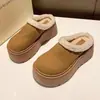 Pantuflas de Piel Estilo Birkenstock para Mujer, Nuevo Modelo Otoño e Invierno 2025, Botas de Nieve de Suela Gruesa que Aumentan la Altura, Zapatos de Algodón de Media Caña