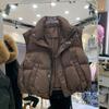 2025 Nuevo Chaleco de Plumas de Invierno para Mujer Corto Engrosado Cuello Alto Suelto Talla Grande Moda Chaleco Chaqueta