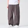 Primavera de 2026 Novas Roupas Masculinas Plus Size Estilo Retrô Japonês Calças Retas Calças Largas Estilo Hong Kong Unissex Calças Paraquedas Calças de Trabalho Tendência