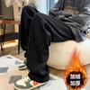 Calças Casuais de Veludo Cotelê Cinza Masculinas Largas Outono e Inverno Calças Retas Masculinas Calças Grossas Forradas com Lã Masculinas Quentes
