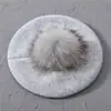 Boina Nueva de Color Sólido con Pompón Mezcla de Lana Moda Cómoda Gorro Pullover Doble Capa Cálido Gorro de Punto Sencillo