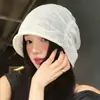 Sombrero holgado de lino puro con borde enrollado para mujer, estilo japonés de verano, fino y versátil, puede cubrir el cabello gris, sombrero tipo turbante