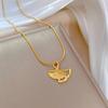 [Acero Inoxidable en Todo el Cuerpo] Collar para Mujer Diseño de Nicho Colgante Simple de Ginkgo Cadena Corta para Clavícula Estilo K Estilo Frío Cuello