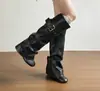Em estoque, botas empilháveis removíveis para mulheres, novo modelo 2026, botas de montaria de cano alto com fivela de cinto, botas longas afinadoras, botas versáteis acima do joelho