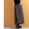 Pantalones de Lana a Cuadros Artísticos de Pierna Ancha para Mujer Otoño e Invierno, Pantalones a Cuadros de Cintura Elástica Engrosados, Pantalones Casuales de Lana Engrosados de Nueve Puntos