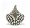 Bolsa de Festa Transfronteiriça Única Cravejada de Diamantes Pronta para Envio, Bolsa de Diamante com Caixa Rígida de Metal Vazado, Vestido de Banquete de Comércio Exterior